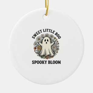 Vintage Ghost Floral Cute Halloween Boo Bouquet_1 Ceramic Tree Decoration