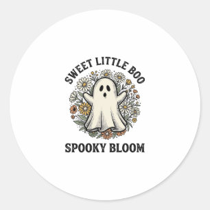 Vintage Ghost Floral Cute Halloween Boo Bouquet_1 Classic Round Sticker