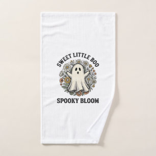Vintage Ghost Floral Cute Halloween Boo Bouquet_1 Hand Towel