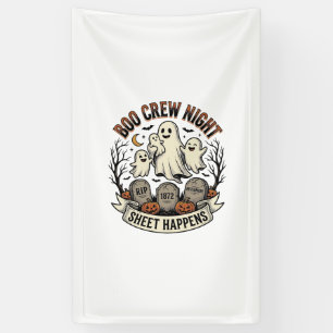 Vintage Ghost Halloween Boo Crew Sheet Party Shirt Banner