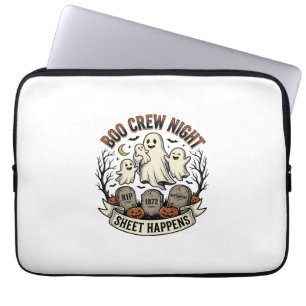 Vintage Ghost Halloween Boo Crew Sheet Party Shirt Laptop Sleeve