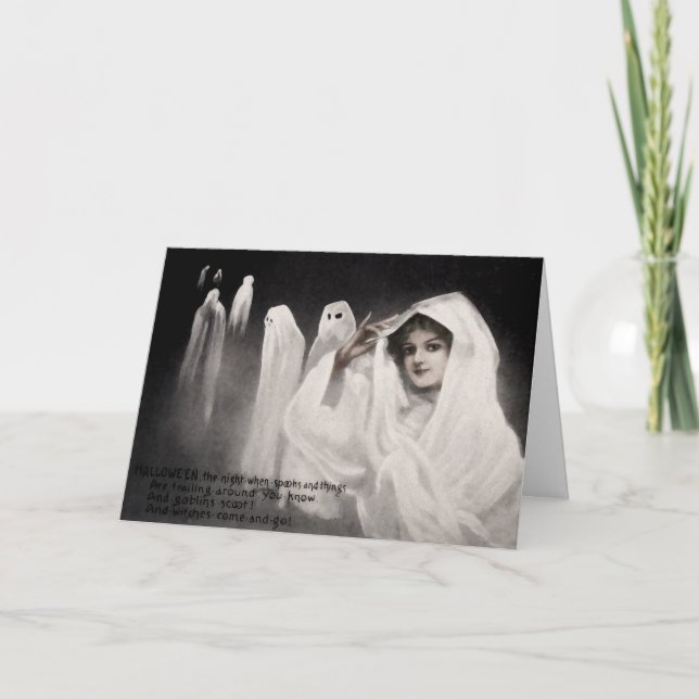 Vintage Ghost Halloween Card (Front)