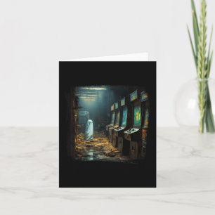 Vintage Ghost Halloween Ghost in An Abandoned Arca Card