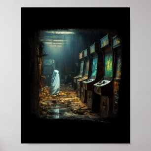 Vintage Ghost Halloween Ghost in An Abandoned Arca Poster