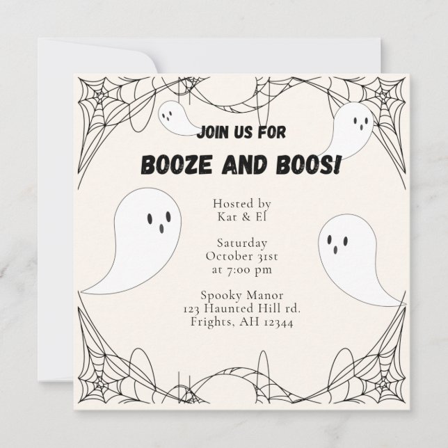 Vintage Ghost Halloween Invitation (Front)