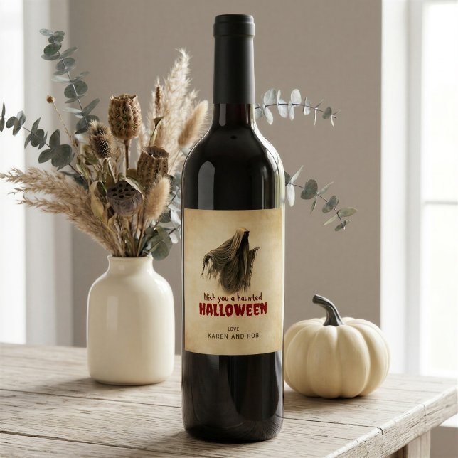 Vintage Ghost Halloween Personalised Wine Label (Creator Uploaded)