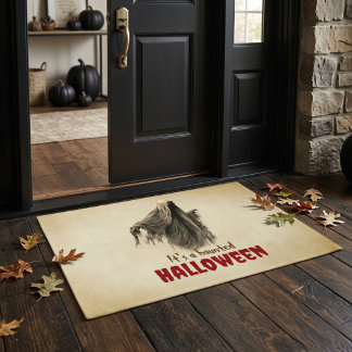 Vintage Ghost Halloween Welcome Doormat Decor