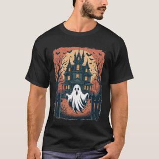 Vintage Ghost Haunted House Spooky bat Gothic Hall T-Shirt