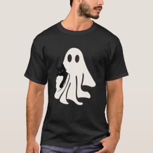 Vintage Ghost Holding Black Cat Trick Or Treat Hal T-Shirt