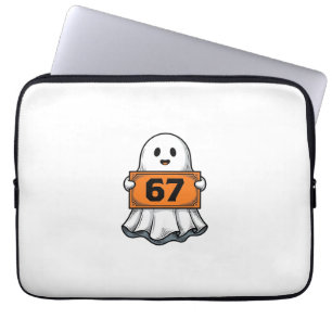 Vintage Ghost Number 67 Halloween Shirt Design_1 Laptop Sleeve