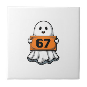 Vintage Ghost Number 67 Halloween Shirt Design_1 Tile