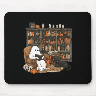 Vintage Ghost Reading Book Lovers Library Hallowee Mouse Pad