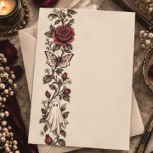 Vintage Ghost Rose Butterfly Gothic