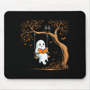 Vintage Ghost Swing Reading Book Swinging Hallowee Mouse Pad