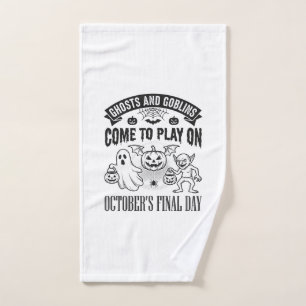 Vintage Ghosts And Goblins Halloween Shirt Design_ Hand Towel