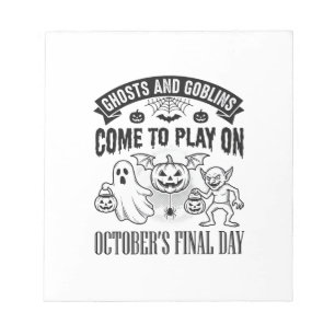 Vintage Ghosts And Goblins Halloween Shirt Design_ Notepad
