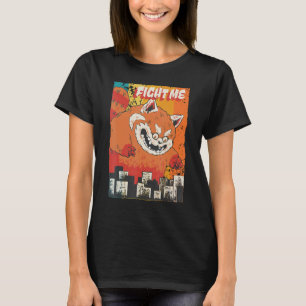 Vintage giant red panda monster attacking a city q T-Shirt