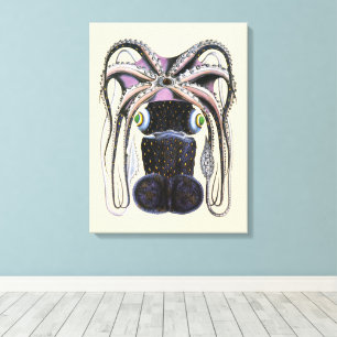 Vintage Giant Squid or Octopus, Marine Life Animal Canvas Print
