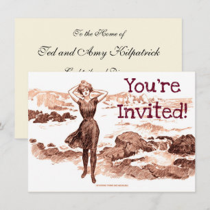 Vintage Gibson Girl Beach Mermaid Bathing Beauty Invitation