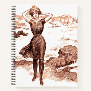 Vintage Gibson Girl Beach Mermaid Bathing Beauty Notebook