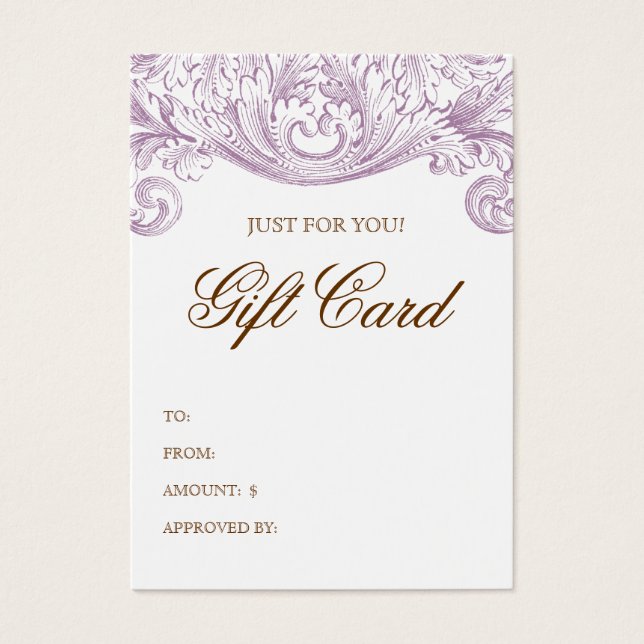 Vintage Gift Card Spring Purple Acanthus (Front)
