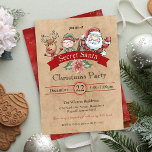 Vintage Gift Exchange Secret Santa Christmas Invitation<br><div class="desc">Create instant excitement with this unique vintage secret Santa Christmas invitation for your office party, gift exchange or dinner party! Personalise the text to read whatever you like for a white elephant jingle and mingle party like no other! This holiday party is sure to be a blast! Message us for...</div>
