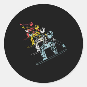 Vintage Gift For Snowboarder Wintersport Retro Sno Classic Round Sticker