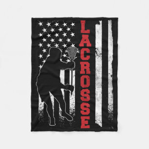 Vintage Gift Lacrosse American Flag Lax - Uni-adul Fleece Blanket
