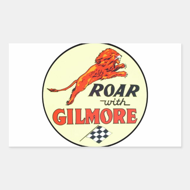 vintage gilmore gasoline rectangular sticker (Front)