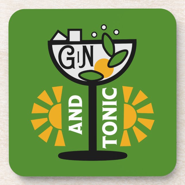 Vintage Gin And Tonic Art Coaster (Front)