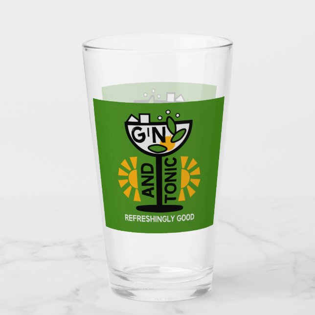 Vintage Gin And Tonic Art Glass (Front)