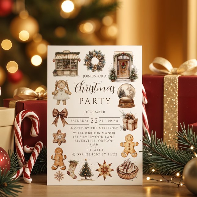 Vintage Gingerbread Christmas Invitation (Creator Uploaded)