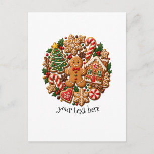 Vintage Gingerbread Cookies Cosy Christmas Bakery Postcard