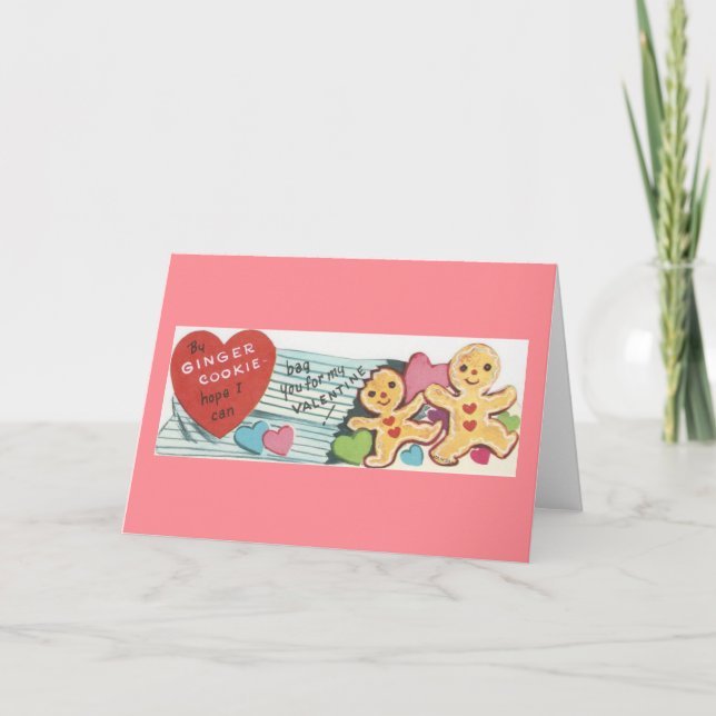 Vintage Gingerbread Cookies Valentine Holiday Card (Front)
