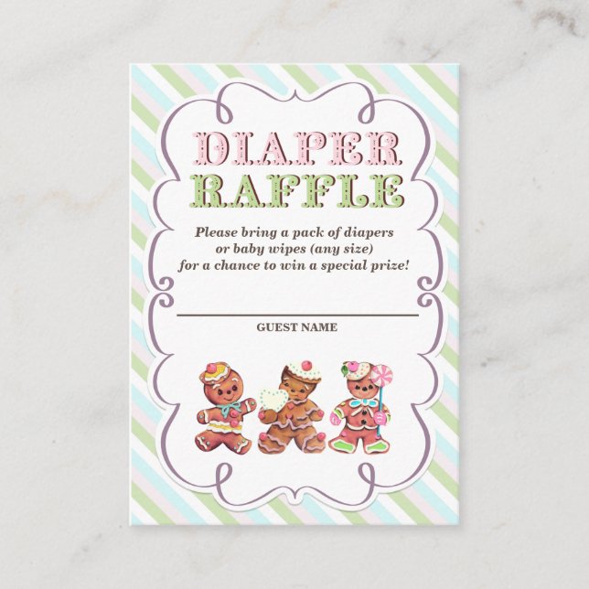 Vintage Gingerbread Diaper Raffle Tickets Enclosure Card (Front)