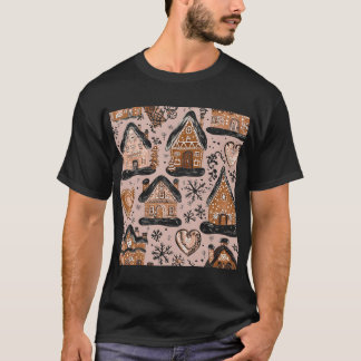 Vintage Gingerbread House Christmas Design T-Shirt