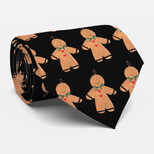 Vintage Gingerbread man Christmas Fun Black Tie