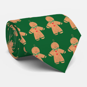 Vintage Gingerbread man Christmas Fun Green Tie