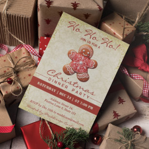 Vintage Gingerbread Man Christmas Party  Invitation