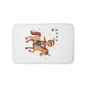 Vintage Gingerbread Man Riding Unicorn Christmas U Bath Mat