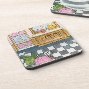 Vintage Gingham Ice Cream Parlour Coaster