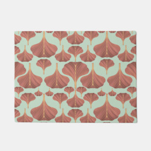 Vintage Gingko Mint Floral Pattern Doormat