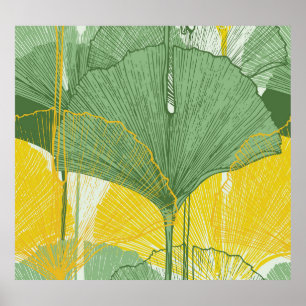 Vintage Ginkgo Biloba: Tropical Leaves Poster