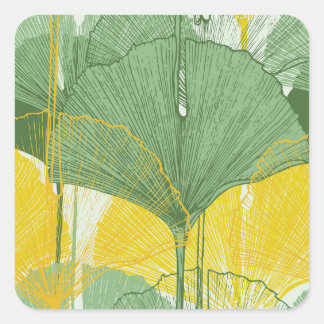 Vintage Ginkgo Biloba: Tropical Leaves Square Sticker