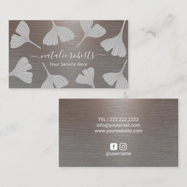 Vintage Ginkgo Botanical Elegant Salon Spa Business Card (Front/Back)