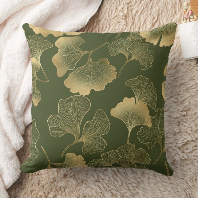 Vintage Ginkgo Leaf Pattern Cushion (Blanket)