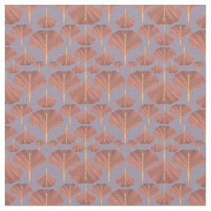 Vintage Ginkgo Purple Floral Pattern Fabric