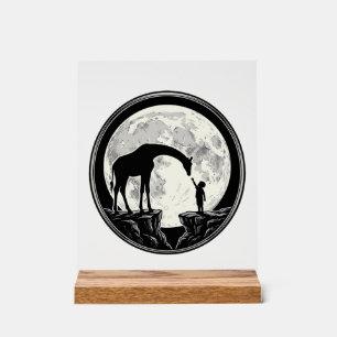 Vintage Giraffe and Child Moon Silhouette Shirt_1 Acrylic Sign