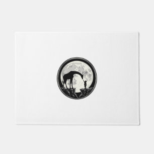 Vintage Giraffe and Child Moon Silhouette Shirt_1 Doormat