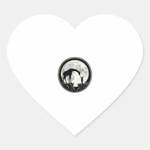 Vintage Giraffe and Child Moon Silhouette Shirt_1 Heart Sticker
